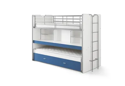 Image de Lit mezzanine Bonny, blanc / bleu