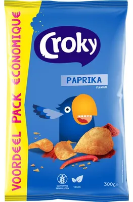 Produktbild von Croky Paprika Chips 300g – Knusprige Kartoffelchips mit würzigem Paprika-Geschmack