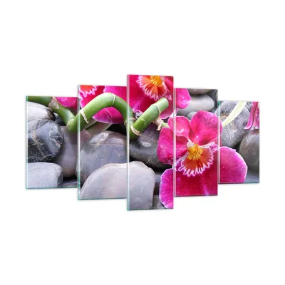 Produktbild von Bilder auf glas - Asiatisch bambus orchidee steine - 160x85cm - Glasbilder - Wandbilder - Kunstdruck - zum Aufhängen bereit - Wanddekoration aus Glas - Glas Bilder - Wandbild auf Glas - GEA160x85-0465