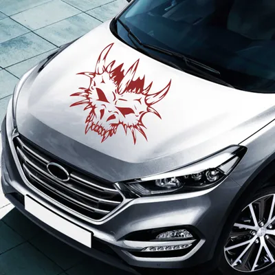 Produktbild von Aufkleber - Autoaufkleber "Monster Skull" 60cm x 58cm dunkelrot - Tuning Carystyling Heckscheibe Auto