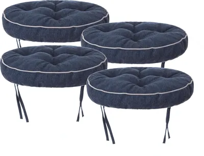 Produktbild von sada 4 polštářů na židle 38x38 cm - Pohodlný polštář 10 cm na židle, lavice a stoličky - Polstrovaný polštář na židle a lavice Navy Blue Inari