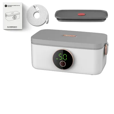 Produktbild von Elektrische Lunchbox 1000 ml, wiederaufladbar 16000 mAh, LED-Anzeige, tragbare Bento-Box für Reisen, Arbeit, Schule – Weiß