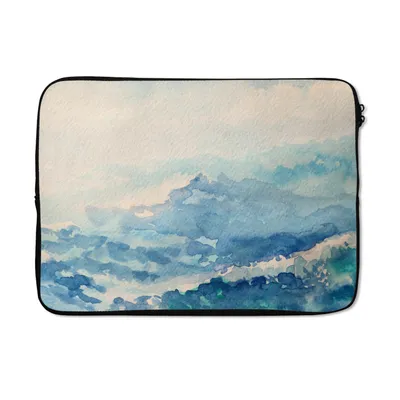 Produktbild von MuchoWow® Laptop Hülle 14 ZollAbstrakte Aquarellillustration von Wellen Laptoptasche - Laptoptasche - Stoßsicher - Schutzhaube