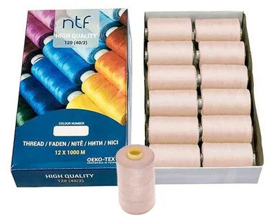 Produktbild von Universal Nähgarn Polyester 12 Spulen 40/2 120er je 1000m Allesnäher Farbwahl