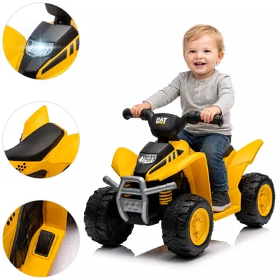 Immagine prodotto di Quad elettrico per bambini CAT 6V (1–3 anni) – Con licenza ufficiale Caterpillar, con luci a LED e clacson – Quad elettrico per bambini giallo