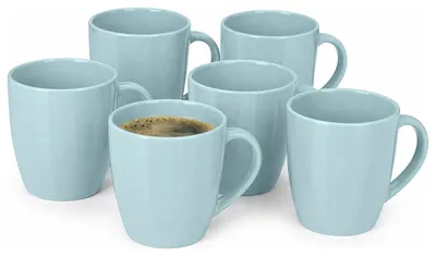 Produktbild von Vessia Design Kaffeebecher/Tassen mit Henkel - 6x Stuck - hellblau - Keramik - 330 ml