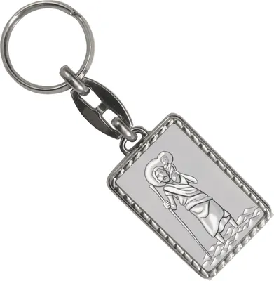 Produktbild von Heiliger Christophorus - silber Schlüsselanhänger mit Bordüre