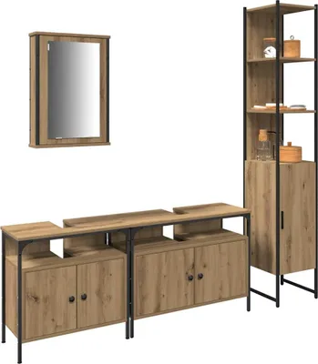 Produktbild von vidaXL Badezimmermöbel-Set 4 stk. Artisan-Eiche 33 x 33 x 185,5 cm