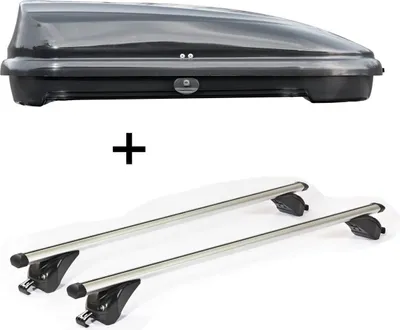 Produktbild von Dachbox VDPFL320 320Ltr schwarz glänzend + Dachträger/Relingträger VDP KING2 kompatibel mit für Jaguar F-Pace (5 Türer) ab 16