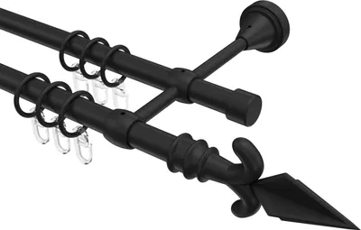 Produktbild von Interdeco Gardinenstange / Vorhangstange Schwarz, Typ Primus Matteo (Pfeil), 16 mm Ø 2-läufig, 420 cm