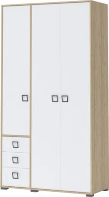 Produktbild von Kleiderschrank | 3 Drehtüren | 3 Schublade | 7 Fächer | mit Kleiderstange | 126 cm breit | Farbe: Buche