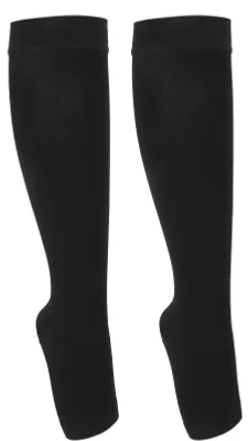 Produktbild von Kompressionsstrümpfe, atmungsaktiv, rutschfest, elastisch, offene Zehenpartie, für Damen, Schwarz, XL