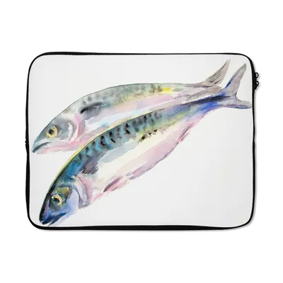 Produktbild von MuchoWow® Laptop Hülle 14 ZollEine Illustration von zwei Fischen Laptoptasche - Laptoptasche - Stoßsicher - Schutzhaube