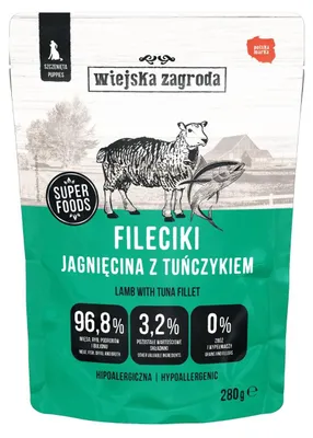 Imagen del producto de Comida húmeda para perros, sabor "Granja Campestre", con trozos de cordero y atún, 280 gramos