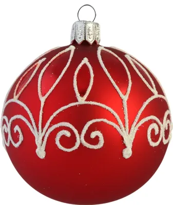 Produktbild von Weihnachtskugel rot mit weißem Vorhang