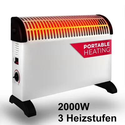 Produktbild von JUNG Konvektor ALPINA Heizung Elektro Mobil, Konvektor Heizung Elektroheizung, 2000 W, Wandmontage möglich (Montagematerial im Lieferumfang)