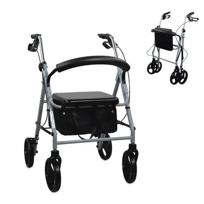 Produktbild von Mobiclinic, Rollator, Große Räder für die Straße, Klappbar, mit Stoffkorb und Sitz, Aus Aluminium, Leicht, Beständig, Modell Sofía, Grau