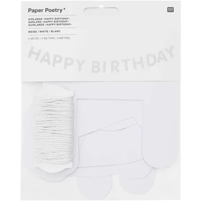 Produktbild von Happy Birthday-Girlande weiß 5 m
