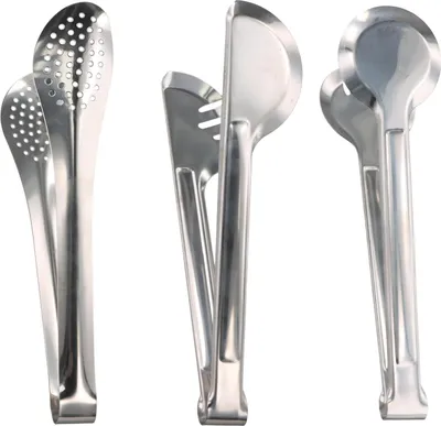 Produktbild von Kochzangenset - 3 Stück Edelstahl Küchenszangen für Salat - Wiederverwendbare Lange Metallsteakzangen zum Kochen - Multifunktionale Lebensmittelzangen zum Grillen - Servieren - Rösten (Silber, 9 Zoll)