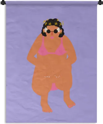 Produktbild von MuchoWow® Wandteppich Wandbehang Frau - Bikini - Retro 60x80 cm Tapisserie Dekoration Wandtuch - Decke - Wandtücher - Wohne