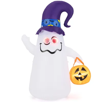 Produktbild von GOPLUS 180cm Aufblasbarer Halloween Geist, aufblasbarer Geist mit Kürbislaterne, eingebauten LED Lichtern & Luftgebläse, aufblasbare Hofdekoration