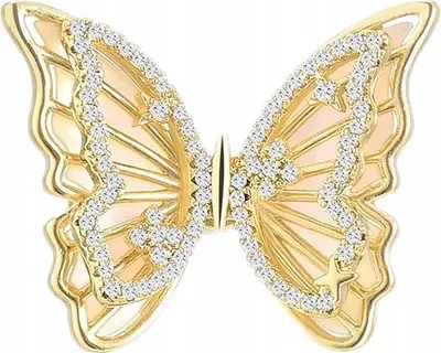 Image de PINETS épingle à papillon, doré 14 carats, zirconium