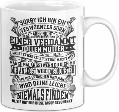 Produktbild von Geschenk Für Sohn Von Mutter Geschenkidee Tasse Für Sohn Lustiger Spruch Verwönter Sohn (Weiß)
