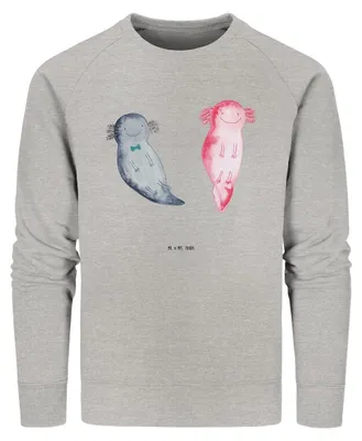 Produktbild von Mr. & Mrs. Panda Bio Pullover Axolotl Liebe Größe XS - Heather Grey - Geschenk, Freundin, Pulli, Valentinstag, Baumwoll, Sweater, Mitbringsel, Sweatshirt, Liebesbeweis