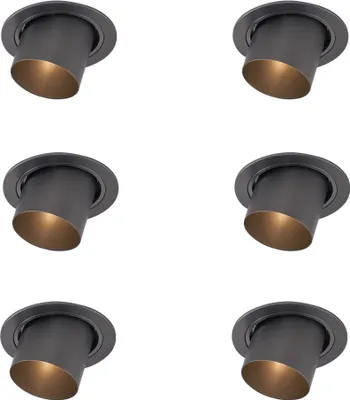 Produktbild von QAZQA - Modern Set mit 6 modernen Einbaustrahlern Gunmetal GU10 50mm Rund Kippbar - Installa I Wohnzimmer I Schlafzimmer - Aluminium Rund - LED geeignet GU10