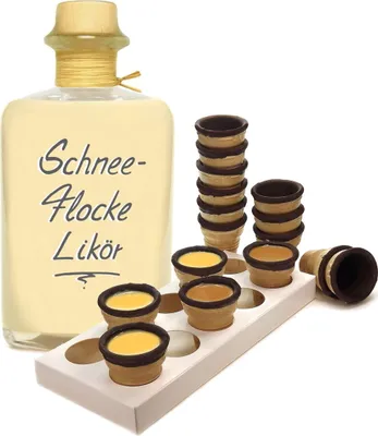 Produktbild von Schneeflocke Likör 1L mit 16 Waffelbechern Weihnachtslikör 18% Vol.