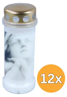 Immagine prodotto di Bolsius: Lume da tomba n. 6 con coperchio e motivo a preghiera (12 pezzi)