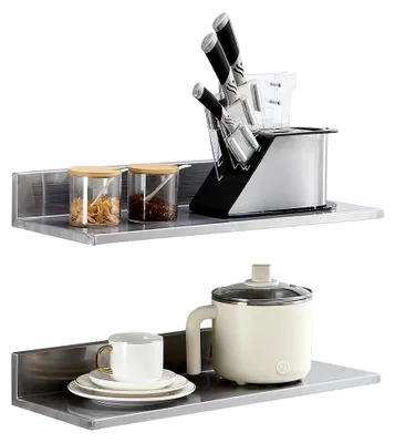 Produktbild von Wandregal für Gewürze, 2-teilig, Hängendes Küchenregal 610 x 218 x 85 mm, Schweberegal aus Edelstahl, belastbar bis 20 kg, Regalbrett für Küchen, Restaurants, Hotels und mehr