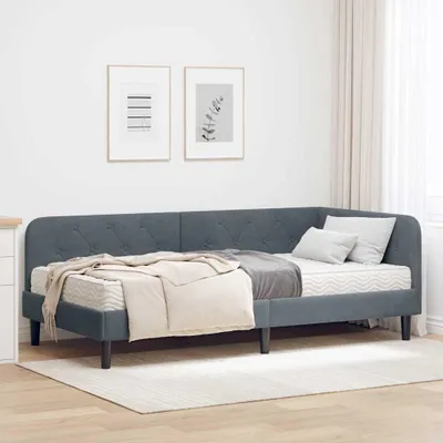 Produktbild von Maison Exclusive - Eckbettgestell Dunkelgrau 90 x 200 cm Samt