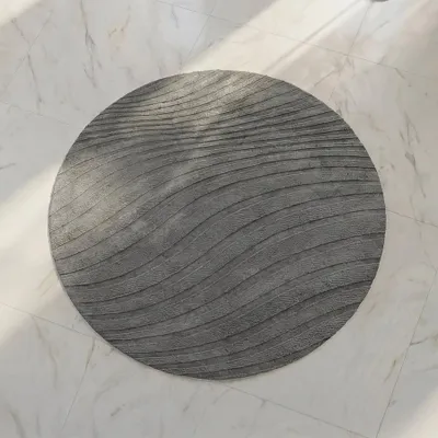 Produktbild von riess-ambiente Kurzflor Teppich WAVE 230cm anthrazit Polyester strukturiert 3D Hoch-Tief-Effekt Indoor rund