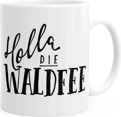 Produktbild von Kaffee-Tasse mit Spruch Holla die Waldfee einfarbig MoonWorks® weiß unisize