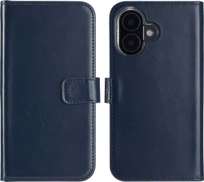 Produktbild von Selencia Echtleder Klapphülle iPhone 16 Plus - Blau
