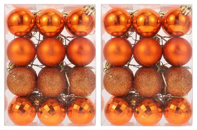 Image de Solidchoice - Ensemble de 48 boules de Noël en plastique orange pour la décoration du sapin