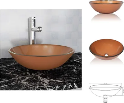 Produktbild von vidaXL Waschbecken Hartglas 42 cm braun -  Badezimmer-Waschbecken