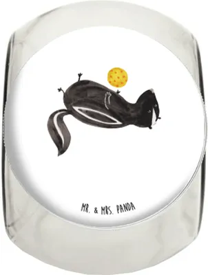 Produktbild von Mr. & Mrs. Panda Kaffeedose Stinktier Ball L 870ml - Weiß - Geschenk, Weisheit, Wildtier, aufbewahrungsglas, glasbehälter, keksdose glas, Aufbewahrungsdose, Raubtier