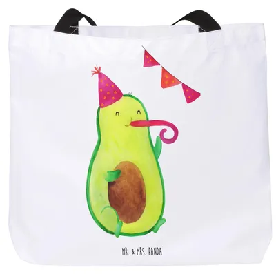 Produktbild von Mr. & Mrs. Panda Tote Bag Avocado Party - Weiß - Geschenk, Gesund, Happy Birthday, Tasche, Unitasche, Reisetasche, Schultasche, Avocados, Laptoptasche, Geburtstag