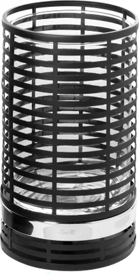 Obrázok produktu pre MATERA lampáš so sklom - v. 35cm x Ø22,5cm - čierno-strieborný - železo
