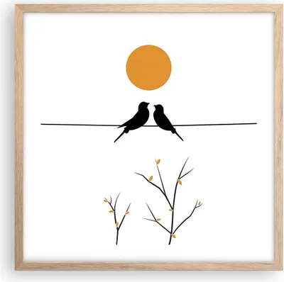 Produktbild von Gerahmtes Poster - Rahmen in heller Eiche - Bild Vögel Sonne - 50x50 cm - Wand Bild - Wanddeko - Wandbilder - Kunstposter - Wandposter - Bilderrahmen - Bilder - Kunstdruck - P2NAC50x50-4772