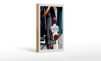 Produktbild von Holzschild Reise 12x18 cm Zürich Fahrrad 1939 Europa Dekoration