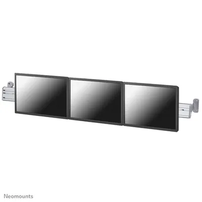 Image de Le support mural pour barre d'outils NewStar, le modèle FPMA-WTB100, est une barre d'outils de 130 cm de large pour (maximum) 3 écrans plats jusqu'à 26" (65 cm). - Taille de l'écran : 25,4 cm (10 pouces) à 61 cm (24 pouces) - charge maximale de 10 kg - argenté
