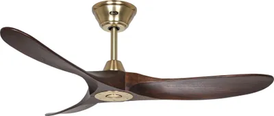 Zdjęcie produktu dla Energooszczędny wentylator sufitowy z pilotem Eco Genuino szczotkowany mosiądz / orzech 122 cm