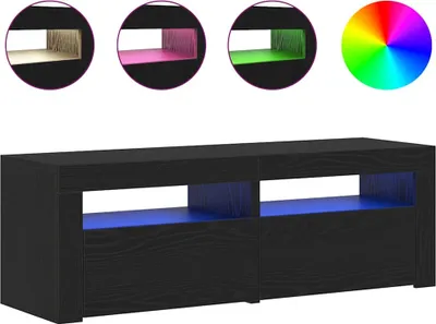 Obrázek produktu pro TV stolek s LED černý dub 120 x 35 x 40 cm kompozitní dřevo