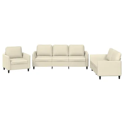 Produktbild von 3-tlg. Sofagarnitur mit Kissen Creme Kunstleder