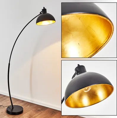 Produktbild von Nemoli »Nemoli« Vintage Stehleuchte, Lampenschirm in Gold/Schwarz aus Metall