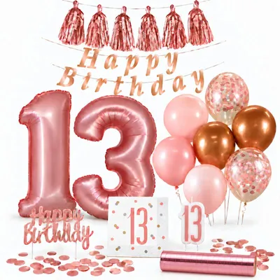 Produktbild von 13. Geburtstag roségold Deko Geburtstagsdeko Zahl Frau Partyset