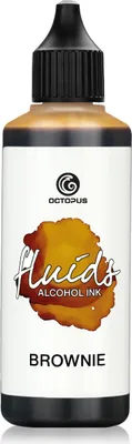 Image de 100 ml d'encre à alcool Octopus Fluids BROWNIE, encre à alcool pour Fluid Art et résine, marron